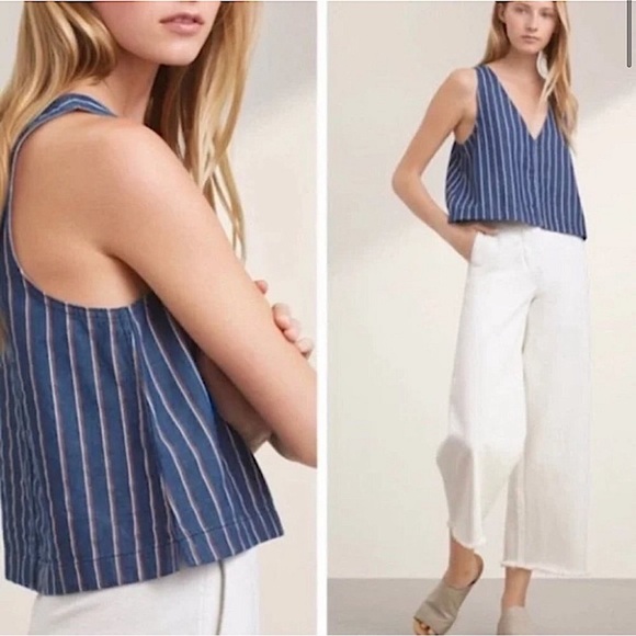 Aritzia Tops - Aritzia Wilfred Free Striped Blue Sleeveless Top